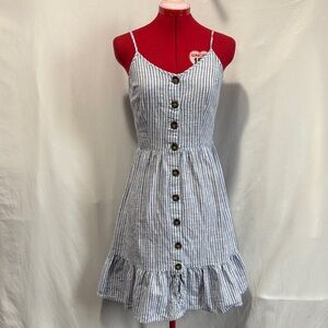 Japna Blue and White Striped Midi Dress